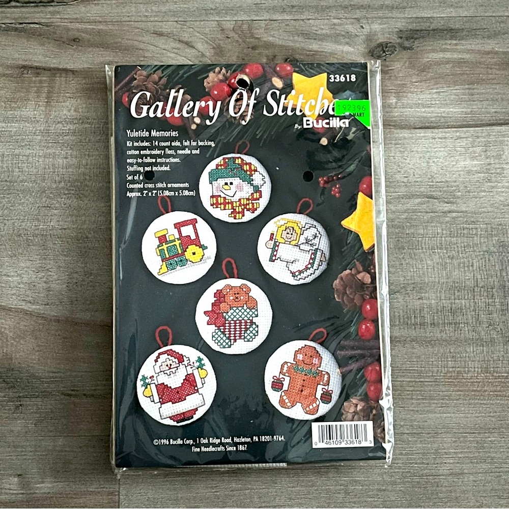 NWT Bucilla Gallery of Stitches Christmas Counted Cross Stitch Ornament Kit